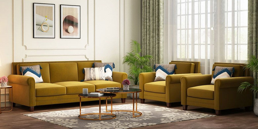 Aldean Fabric Sofa Set (Chestnut Brown)