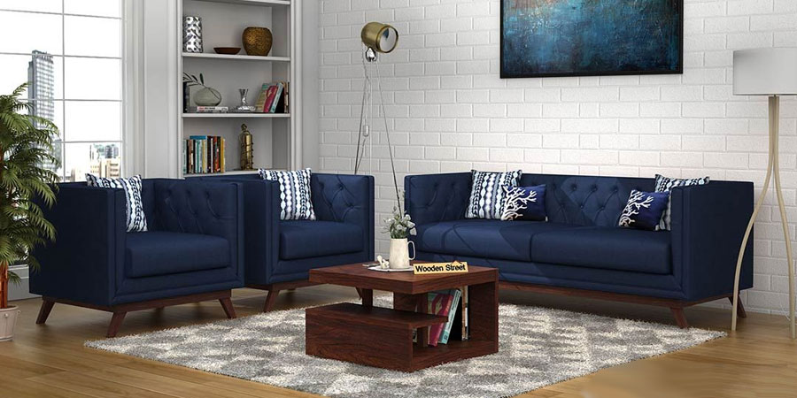 Berlin Fabric Sofa Set (Indigo Ink)