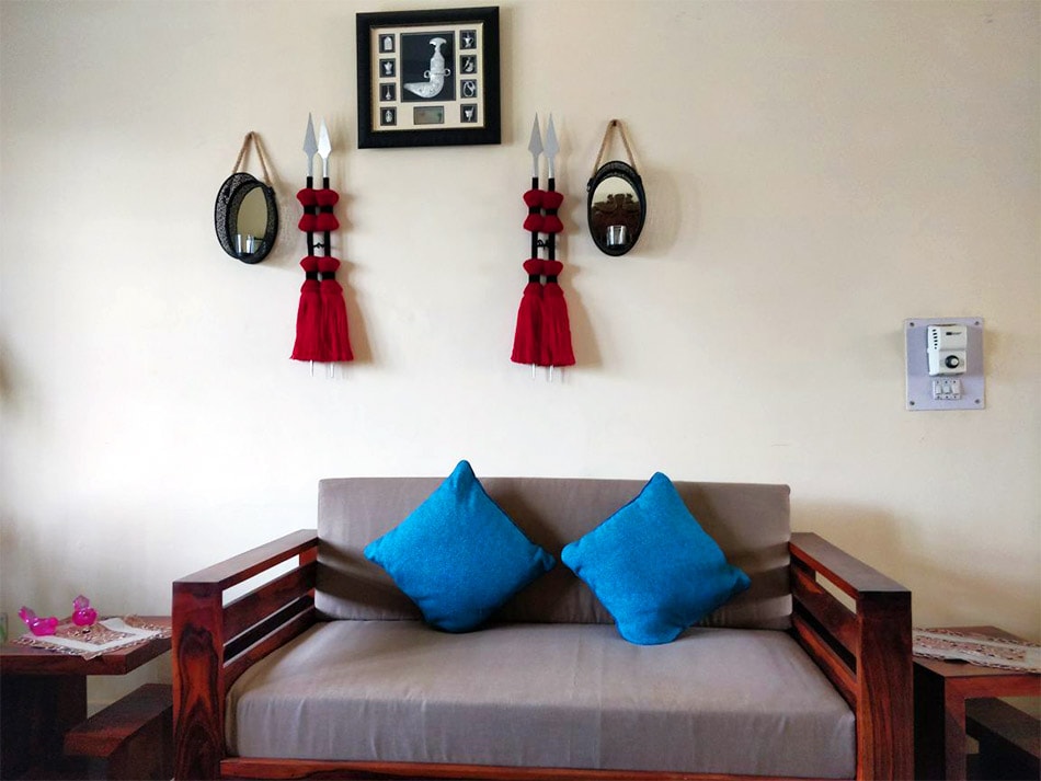 blog on wooden sofa