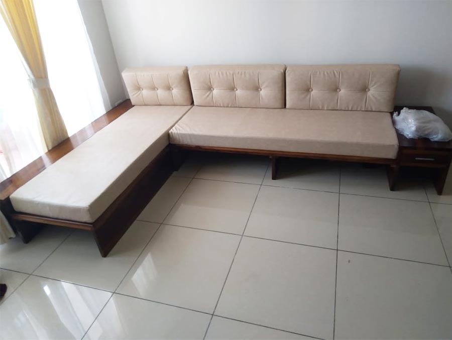 L-Shaped Wooden Sofa