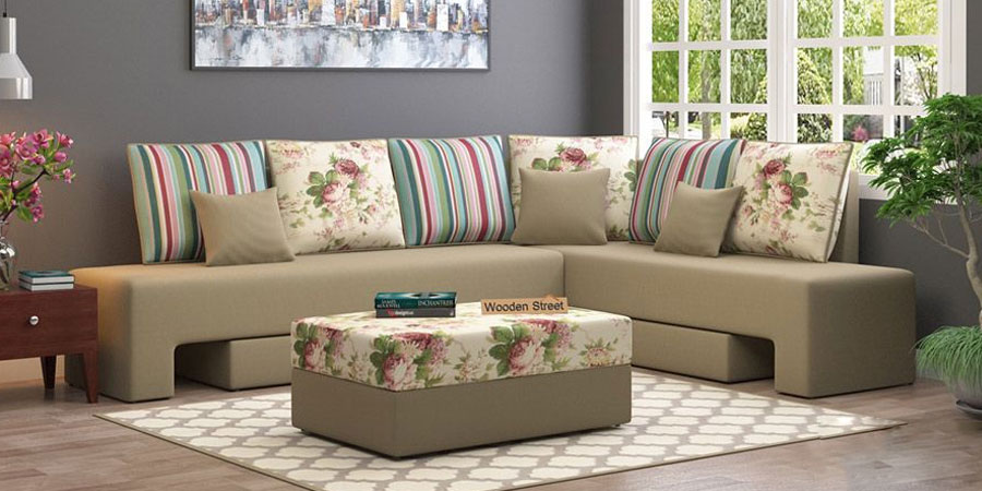 Mckellen L Shape Right Aligned Corner Sofa Cum Bed (Irish Cream)