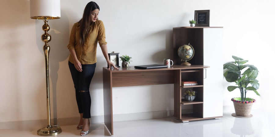 Study Table with Bookshelf Design