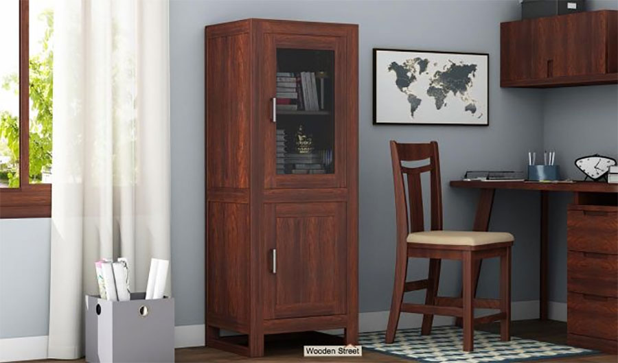 bookshelf with door