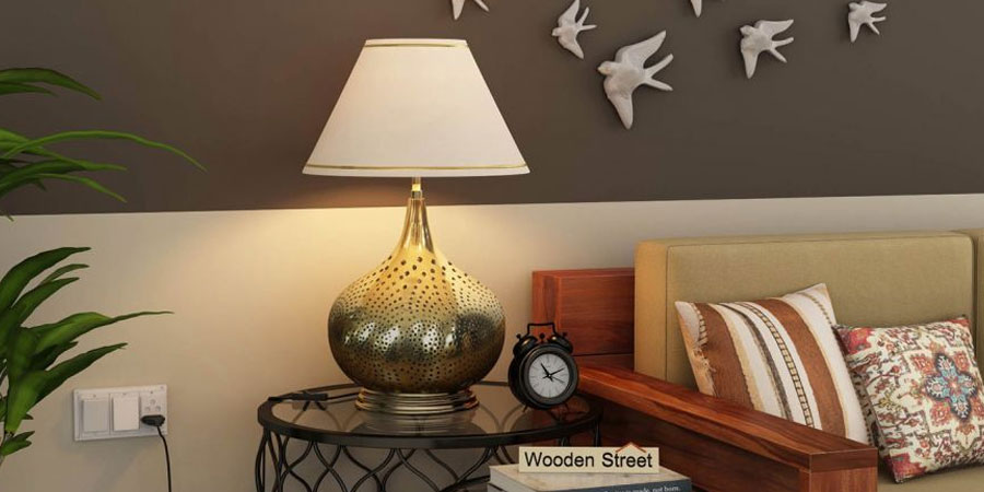 Metal Golden Table Lamp Diwali Home Décor