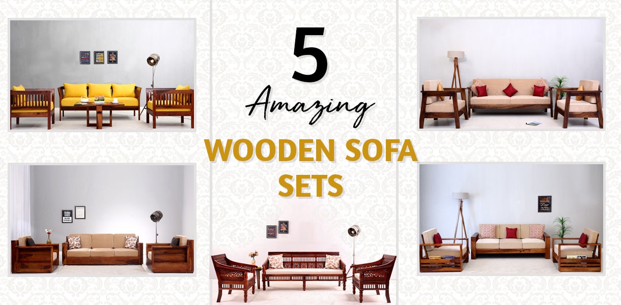 5 Amazing Sofa Sets From Wooden Street, Rustic Wood Living Room Furniture Sets Philippines