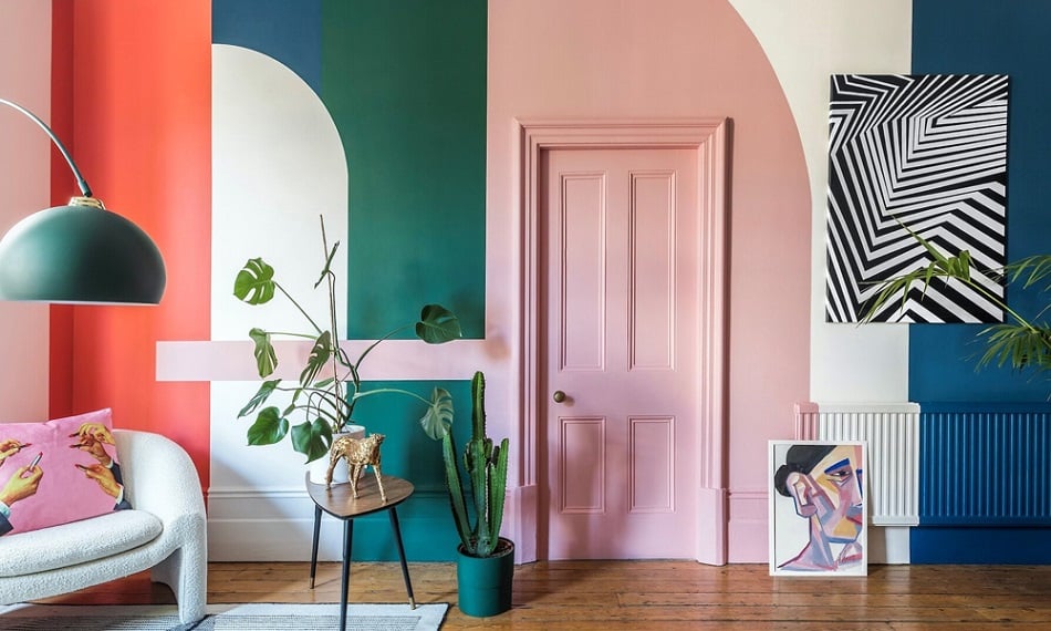 blue pink touch accent wall color ideas