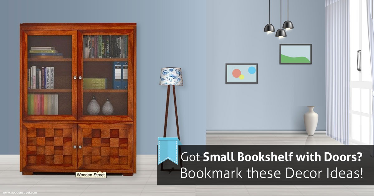 small bookshelf with doors