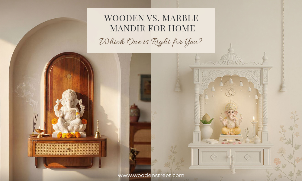 wooden vs marble mandir for home