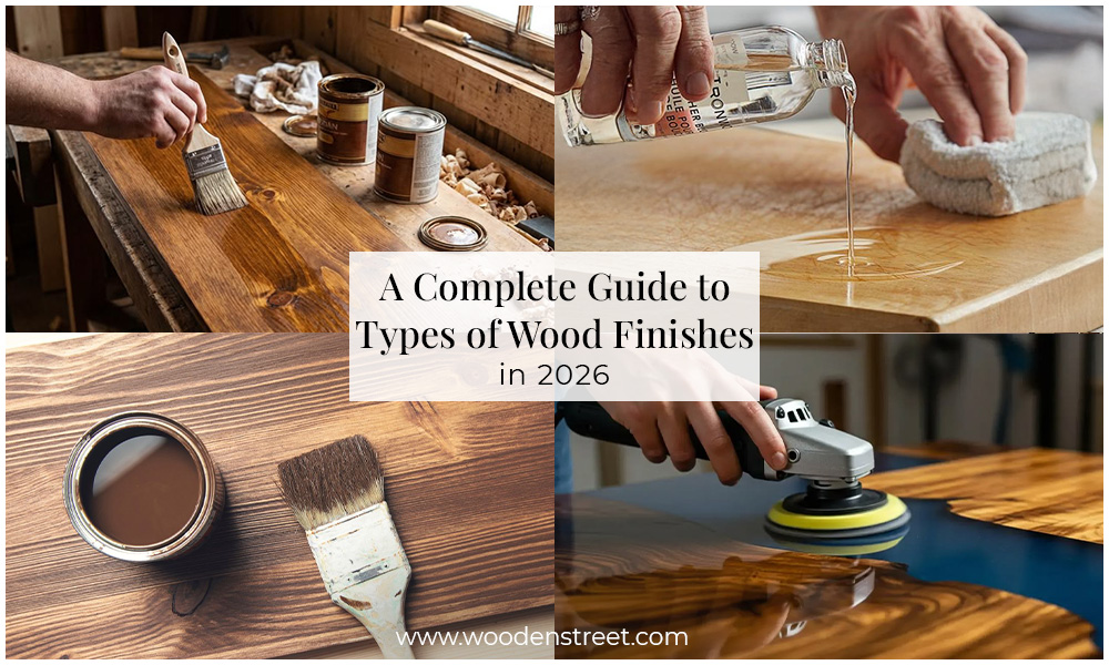 different types of wood finishes explained in a collage