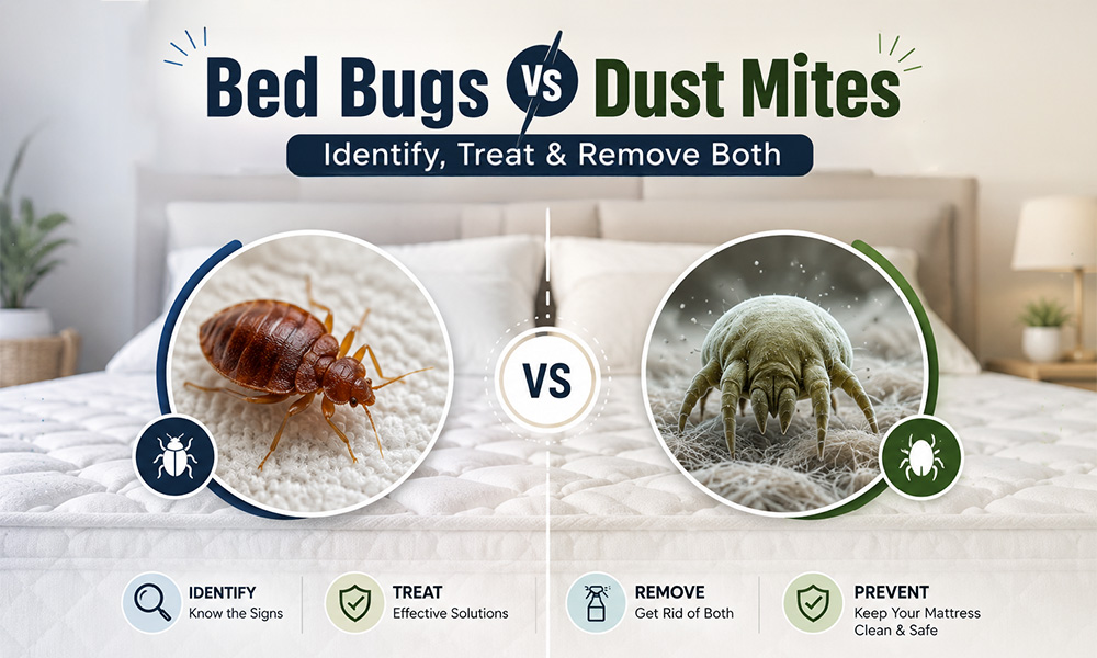 mattress closeup showing bed bug and dust mite difference